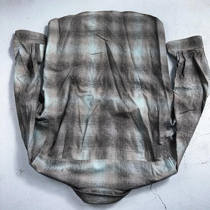 Pendleton Lodge Button Up Shirt Men's Medium Wool Plaid Gray Teal Pocket
