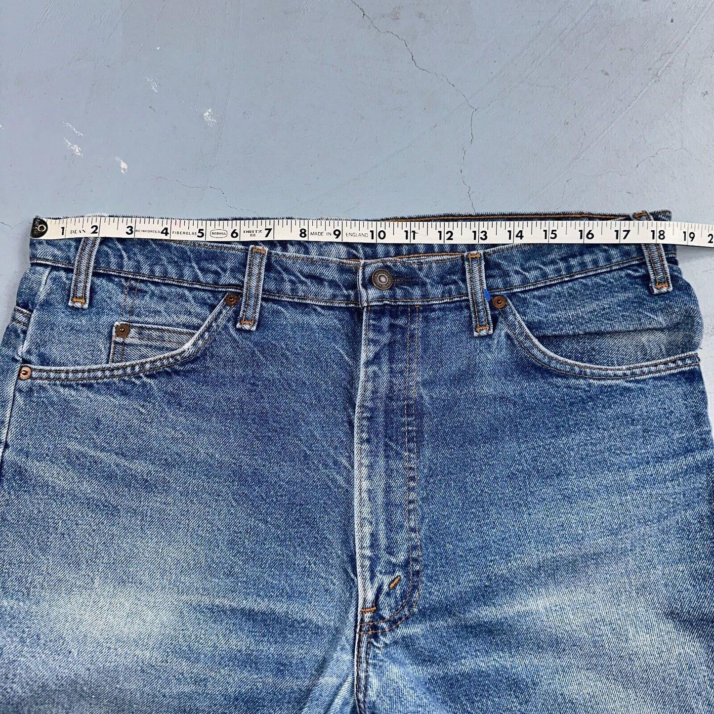 Levis 517 Vintage 90s Canada Orange Tab Bootcut Flare Blue Worn Jeans Act 38x30