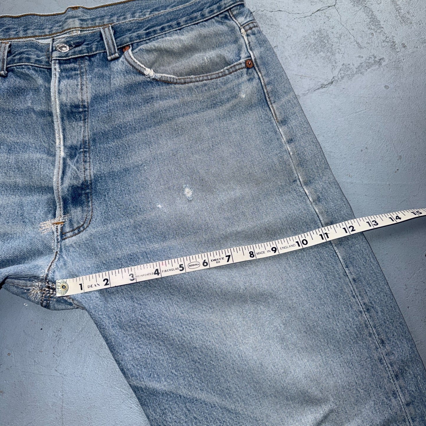Levis 501 Vintage 80s USA XX Straight Leg Jeans Blue Light Wash 38x36 Act 36x32