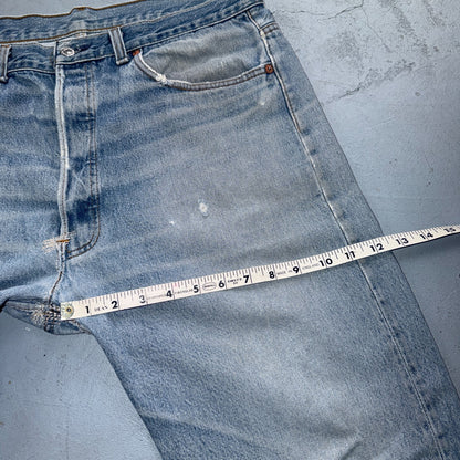 Levis 501 Vintage 80s USA XX Straight Leg Jeans Blue Light Wash 38x36 Act 36x32
