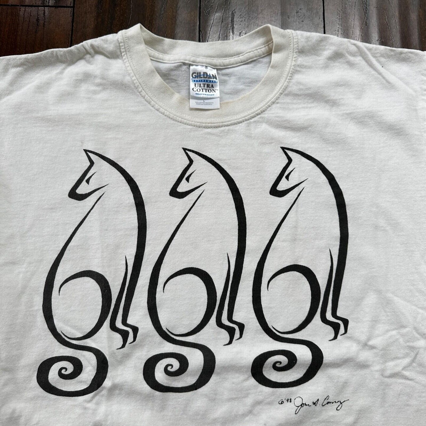 Cats 1998 Lover Animals Cute Abstract VTG T Shirt John A Conroy Nature Fun