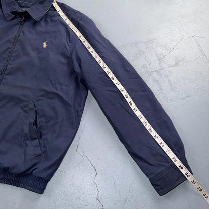 Polo Ralph Lauren Harrington Jacket Men M Solid Blue Striped Lined Y2K