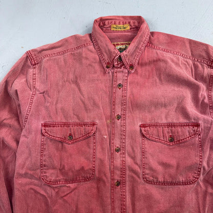 VTG Adirondack Savile Row Button Down Shirt Mens M Pink Long Sleeve Faded 90s