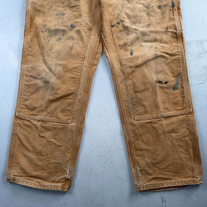 Carhartt VTG Double Knee Carpenter Pants B01 USA BRN Brown 38x30 Thrashed
