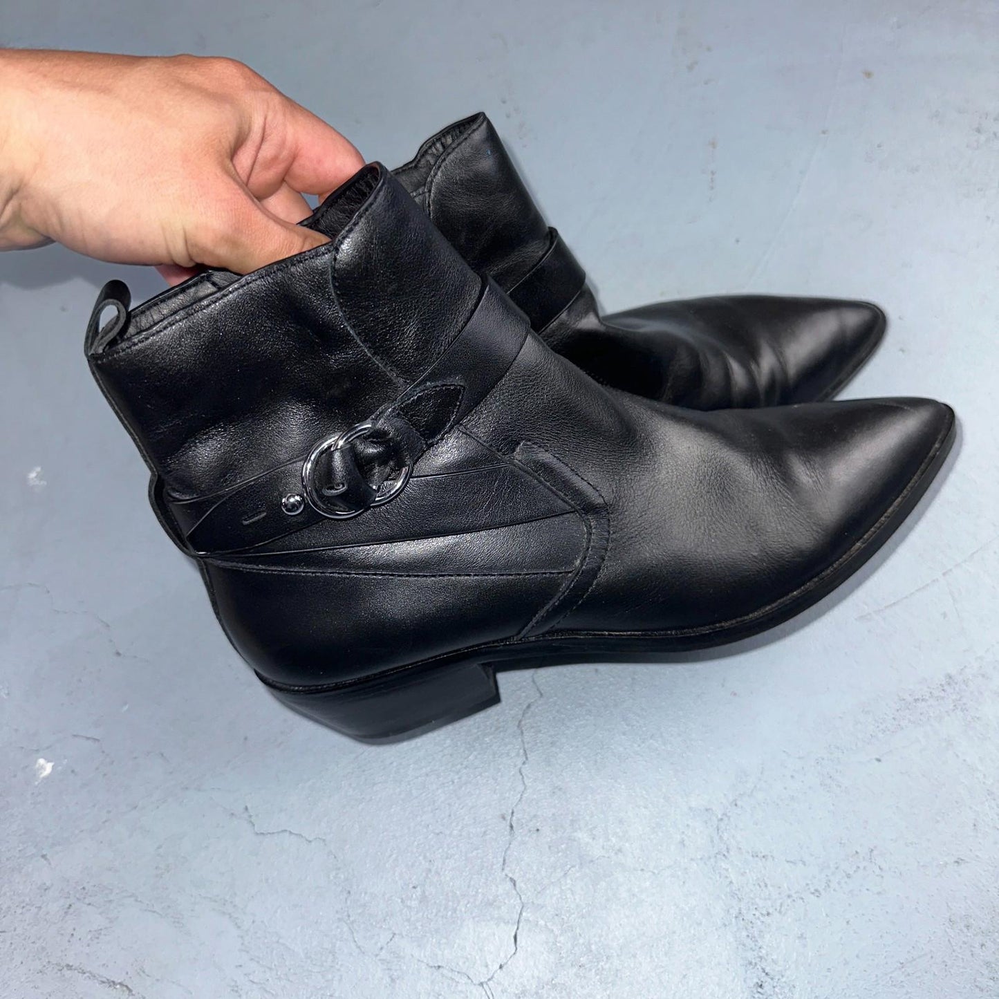 Rebecca Minkoff Boots Kichi Pointed Toe Bootie Black Leather Size 9.5