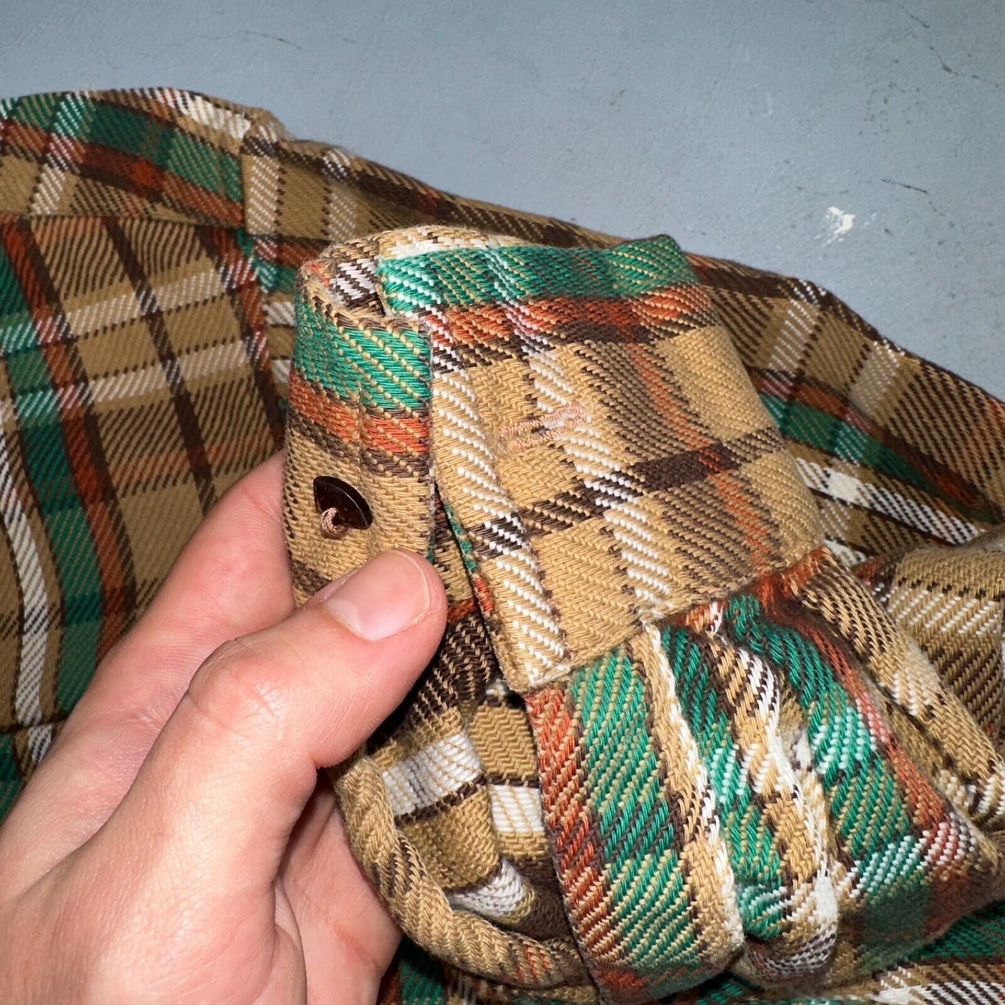 VTG Big Mac JC Penneys Thick 100% Cotton Flannel Work Shirt M 70s Plaid Thrashed