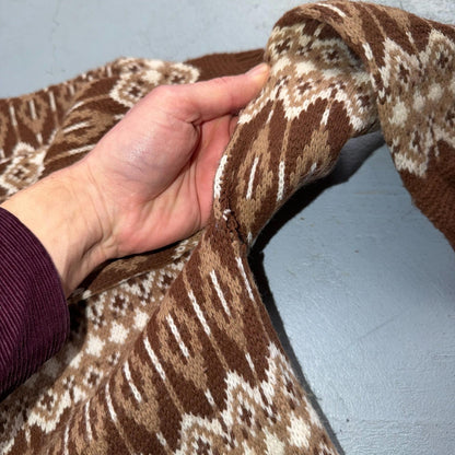 VTG 80s Mello Knit Acrylic Knitwear Womens Cardigan Orlon Brown Aztec Boho Chic