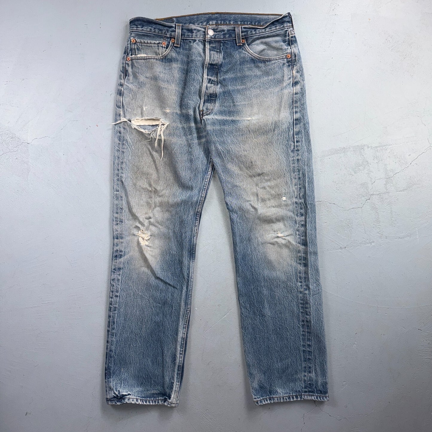 Levis 501 Vintage 90s Y2K XX Straight Leg Jeans Blue Light Wash 36x34 Act 34x30