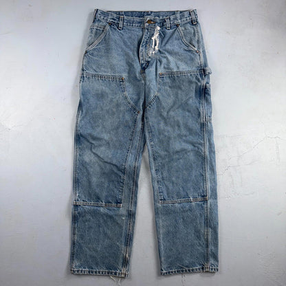 VTG Carhartt Men’s B73 DST 36x32 Double Knee Denim Jeans Workwear Thrashed