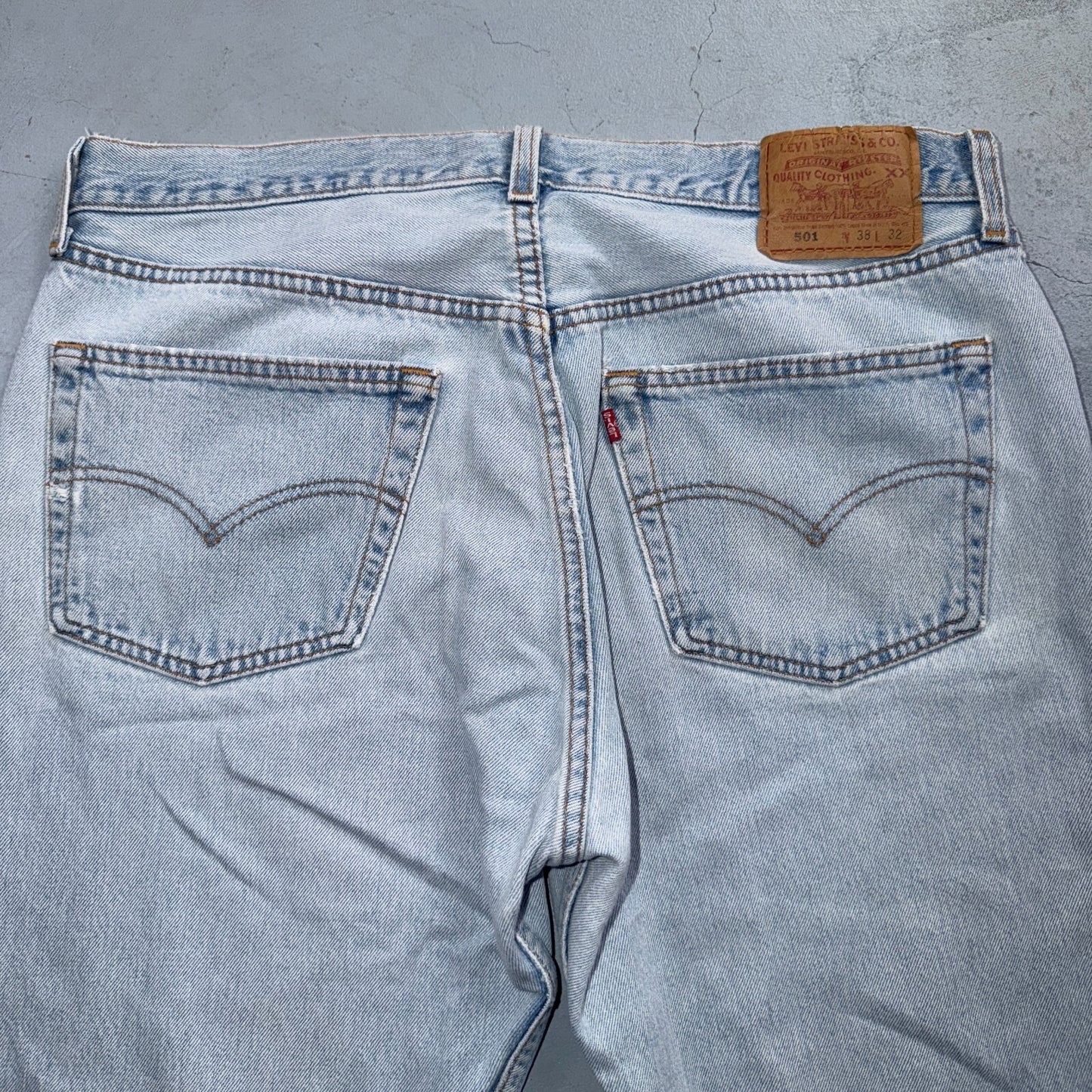 Levis 501 Vintage 90s USA XX Straight Leg Jeans Blue Light Wash 38x32 Act 36x30