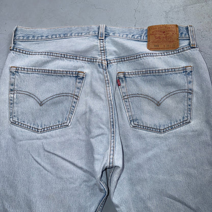Levis 501 Vintage 90s USA XX Straight Leg Jeans Blue Light Wash 38x32 Act 36x30