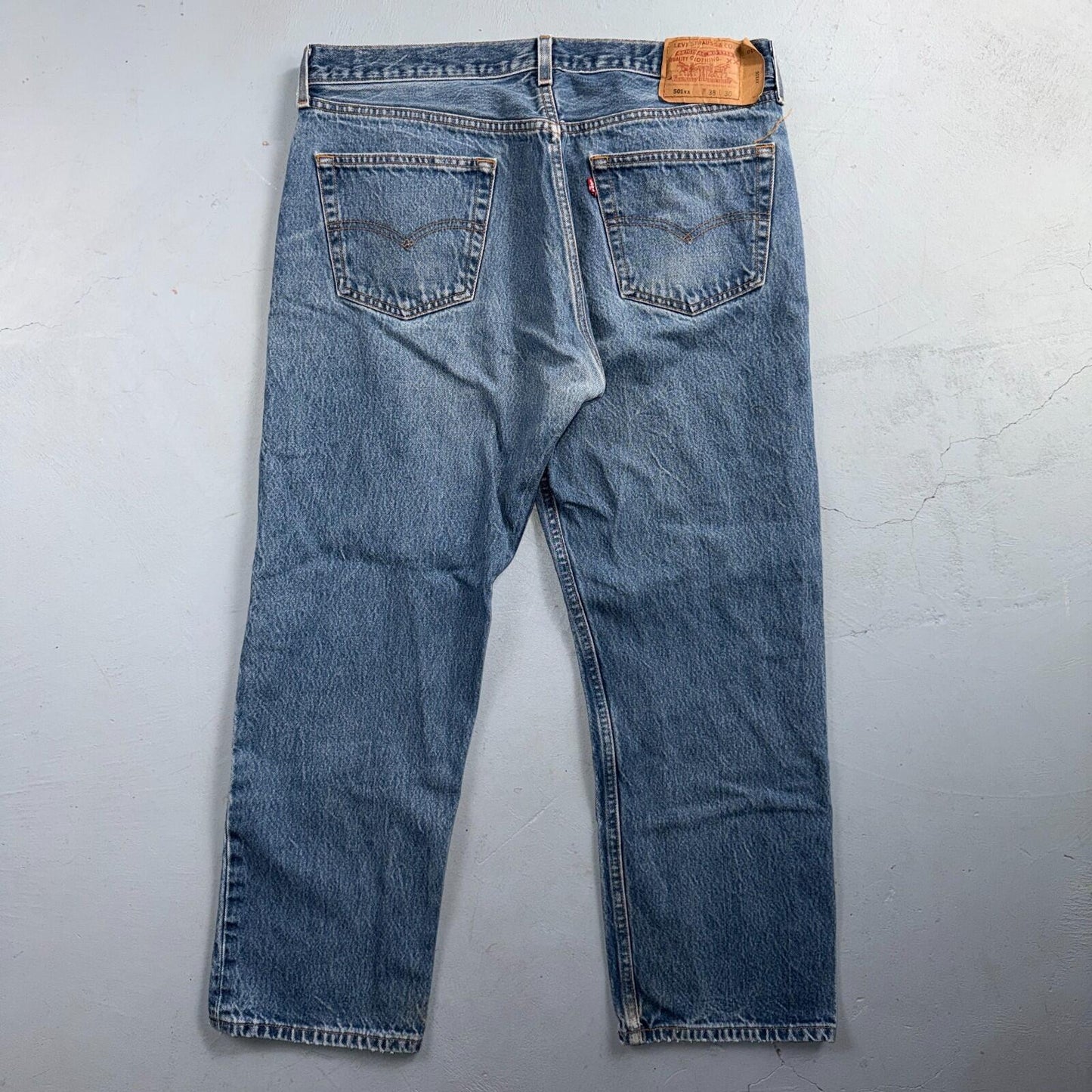 Levis 501 Vintage 90s USA XX Straight Leg Jeans Blue Light Wash 38x30 Act 35x26