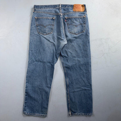 Levis 501 Vintage 90s USA XX Straight Leg Jeans Blue Light Wash 38x30 Act 35x26