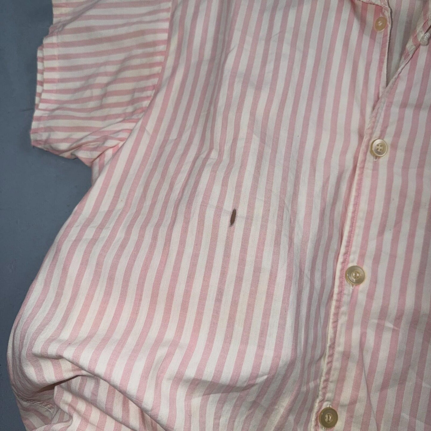 Vintage 50s Riley’s Mens S Pink White Stripe Loop Collar Shirt Rockabilly 1950s