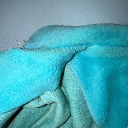 Carol Brent 1950s VTG Blue Fuzzy Rockabilly 50s Robe Bath Button Fancy Cute