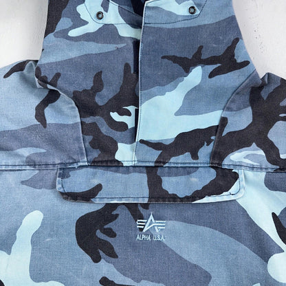Military Snow Camo Winter Hooded Anorak Jacket Mens L Stock Alpha Industries