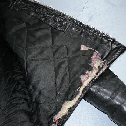 Vintage 50s 60s Black Leather Motorcycle Jacket Cafe Racer Biker 38 1950s 1960s