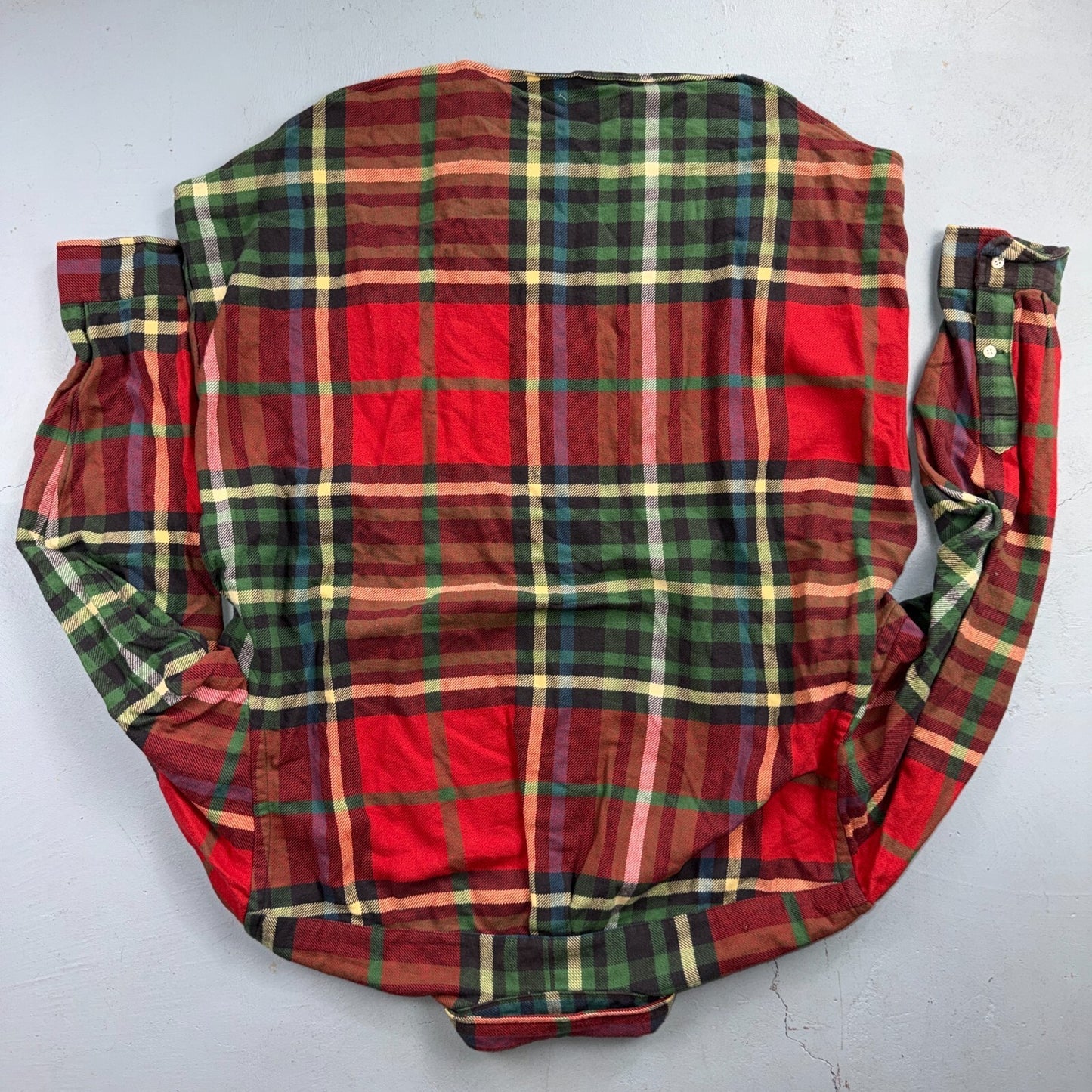 Ralph Lauren Blaire Red Green Plaid Flannel Button Down Shirt Mens XL Cotton 90s