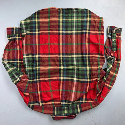 Ralph Lauren Blaire Red Green Plaid Flannel Button Down Shirt Mens XL Cotton 90s