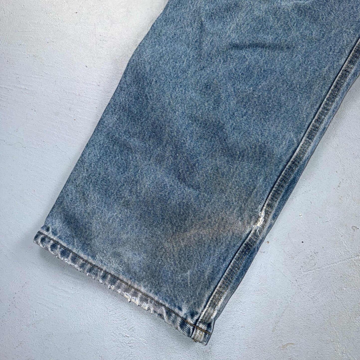 VTG Carhartt Men’s B73 DST 36x32 Double Knee Denim Jeans Workwear Thrashed