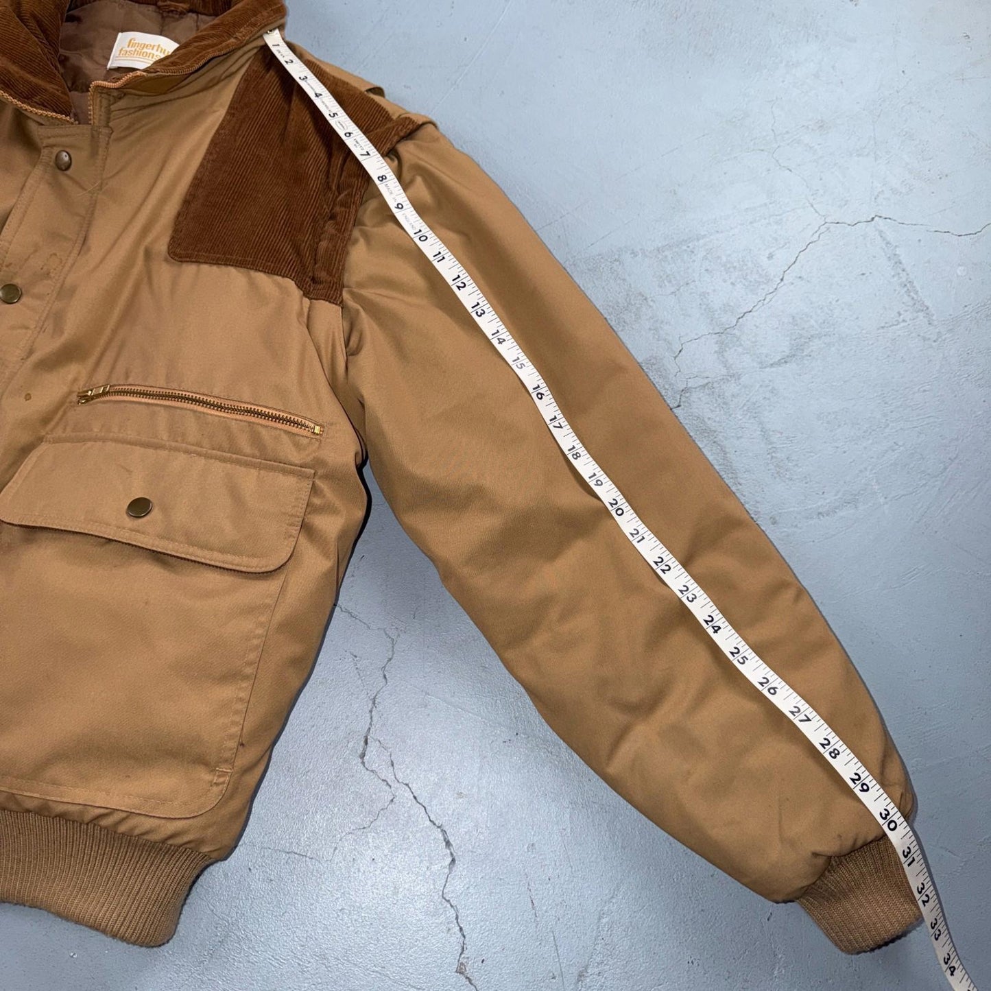Vintage Fingerhut Fashions Puffer 1970s Brown Cream Mens Ski Coat Size XL 70s