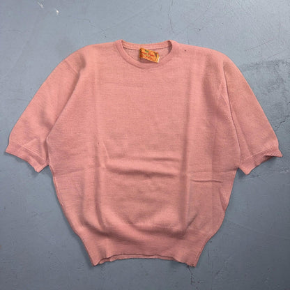 VTG 1940s 1950s Wool Pullover Sweater Rockabilly Womens Knit Pink Bonnie Brian