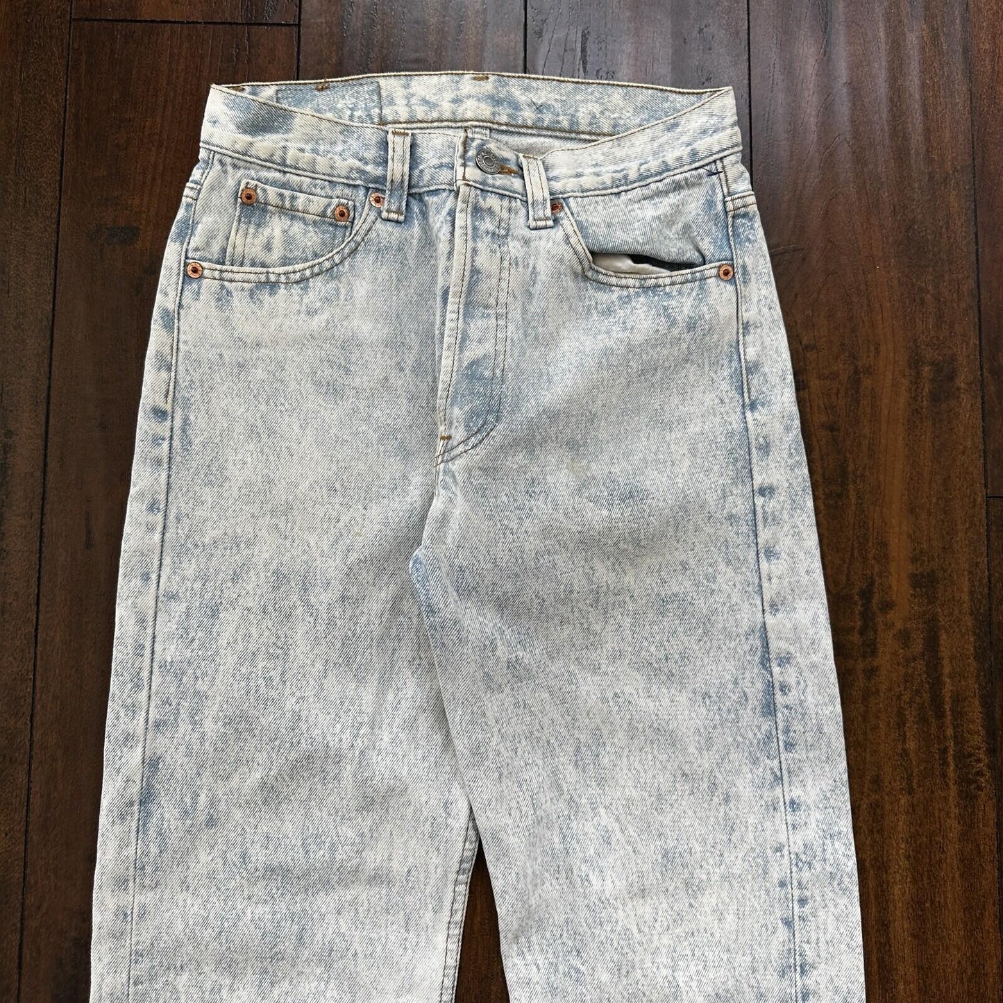 VTG 90s Levis 501 Button Fly 27x32 USA Tag Jeans Straight Wash Light X Act 25x30