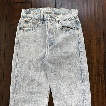 VTG 90s Levis 501 Button Fly 27x32 USA Tag Jeans Straight Wash Light X Act 25x30