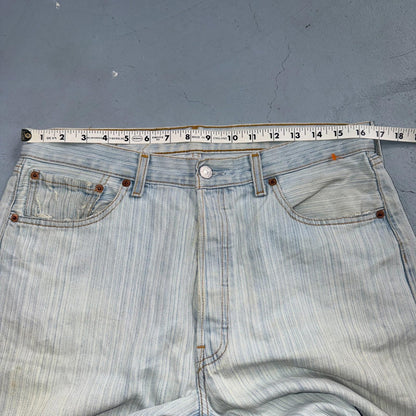 Levis 501 Vintage Y2K 90s XX Straight Leg Jeans Blue Light Wash Stripe Act 33x29
