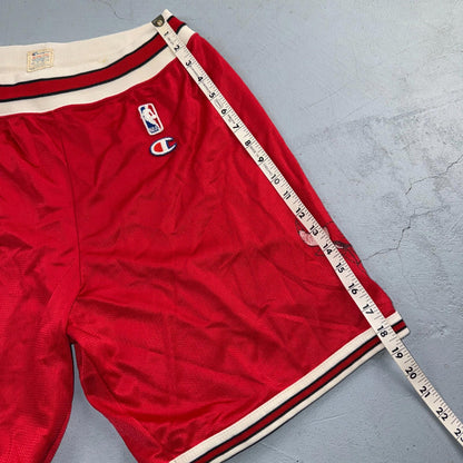 Vintage Champion Chicago Bulls Basketball Shorts Mens Medium Red NBA Jordan 80s