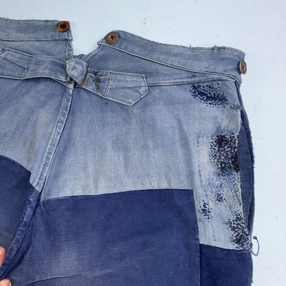 Vintage 1930s 1940s Buckleback Pants Denim Navy Blue Dungaree 30s 40s Rockabilly