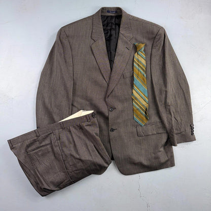 1990s Chaps Ralph Lauren VTG Mens 2 PC Suit 48 Jacket Coat Pants Gray Wool