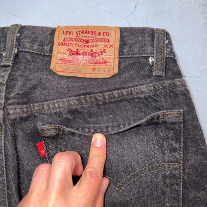 Levis 501 Vintage 80s USA XX Straight Leg Jeans Black Light Wash 30x32 Act 29x31