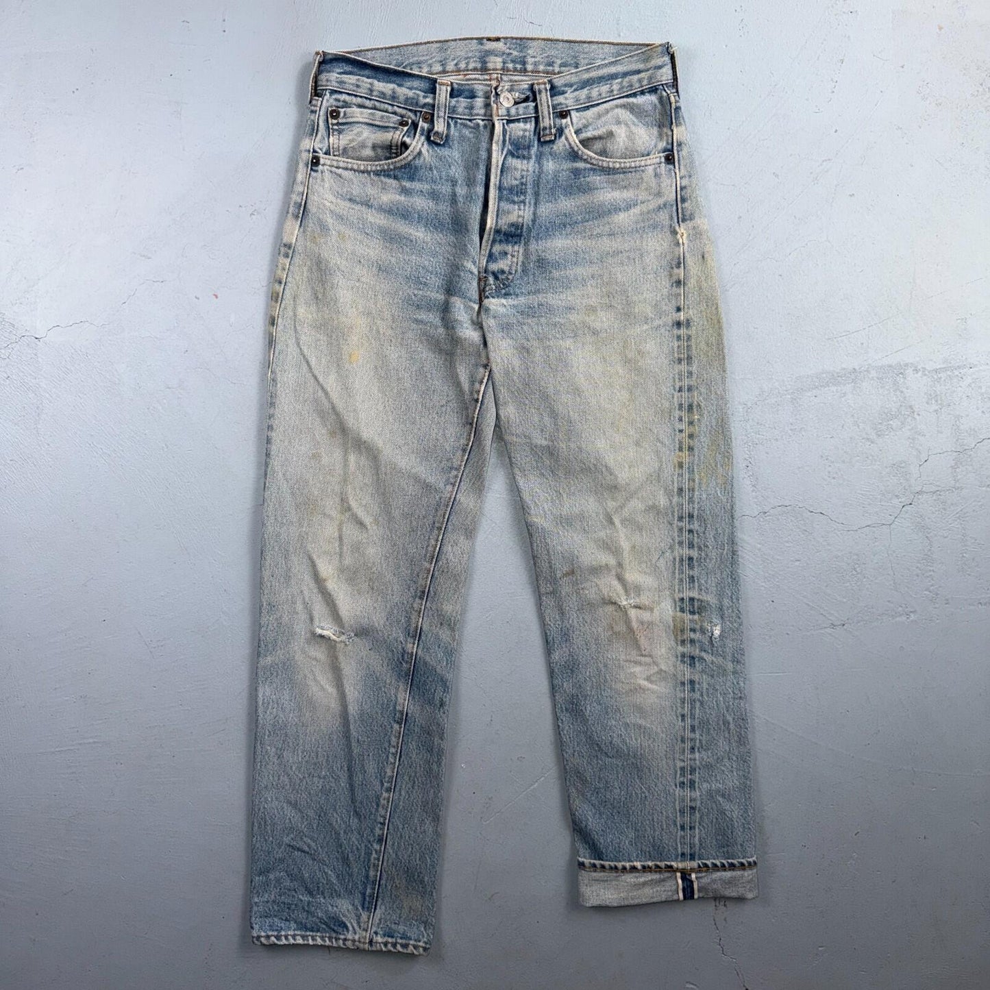 Levis 501 Vintage 80s Redline Selvedge USA XX Jeans Light Wash Act 28x27