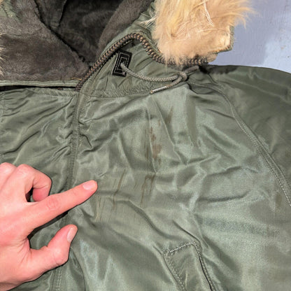 VTG 1960s USAF N-3B Parka Jacket Real Fur Air Force M 60s Air N3B Rare Coat