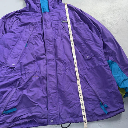 Patagonia VTG RARE 90s Hooded Zip Up Jacket Mens L Purple Rain Parka Wind