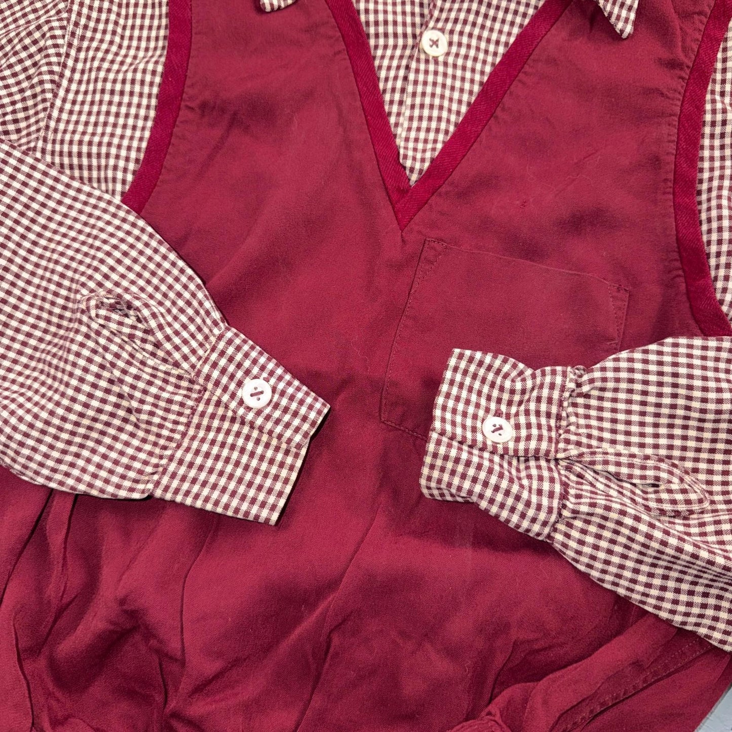 VTG 50s Gabardine Loop Collar Shirt S Rockabilly Vest Jac California Ricky RARE