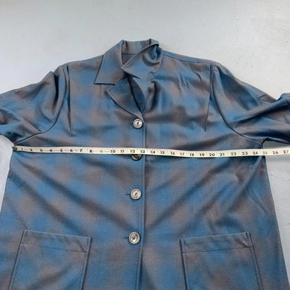 VTG Pendleton Womens Blue Blazer 100% Virgin Wool Shadow Plaid 49er Button Shirt