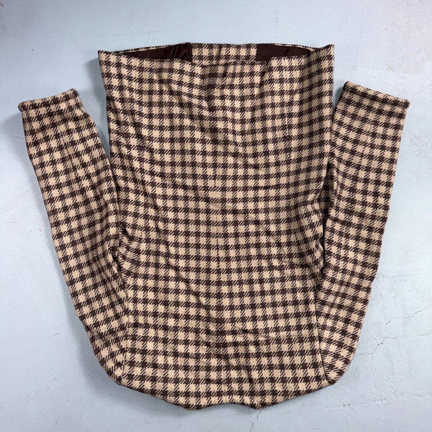 Giorgio Armani Jacket Women 42 VTG Brown Houndstooth V Neck Italy Cashmere Wool