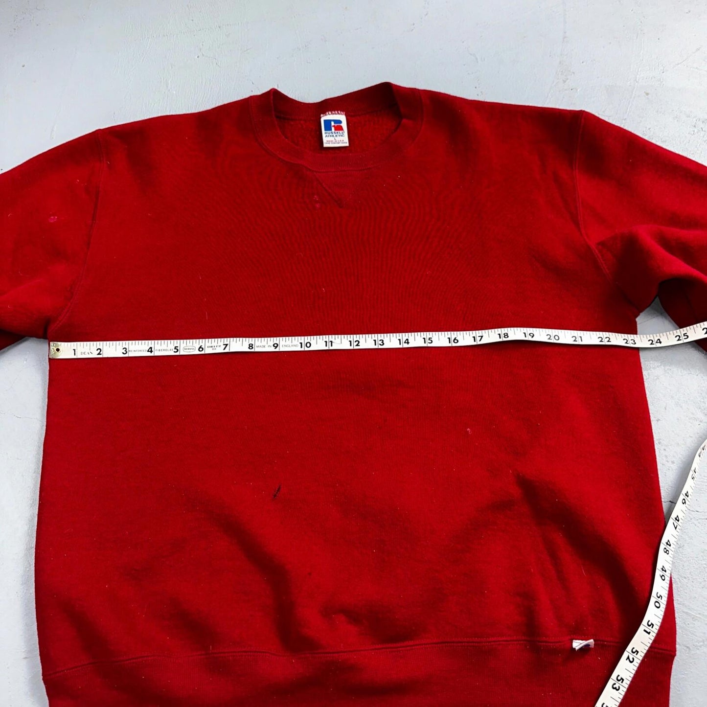 Russell Athletic USA L Sweatshirt 90s VTG Crewneck Red Basic Blank Essential