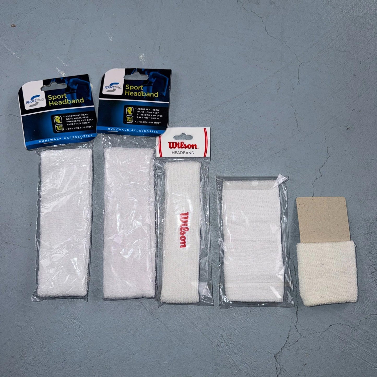 Wilson White Athletic Headband Sweatband Unisex Tennis Basketball Gym VTG Lot