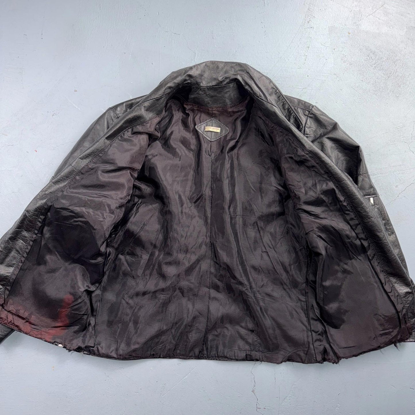 Genuine Leather Jacket Black Mens Size M 100% 1980s 80s Ideal Zipper BucO Racer