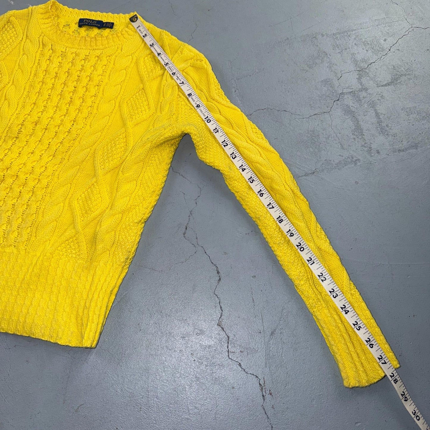 Polo Ralph Lauren Cable Knit Crew Neck Cotton Sweater Women’s XS Yellow