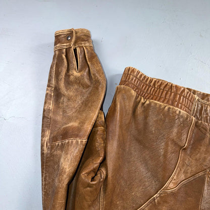 Vintage Leather Jacket Mirage G-1 Flight Size 46 80s Brown Patina Map Line Heavy