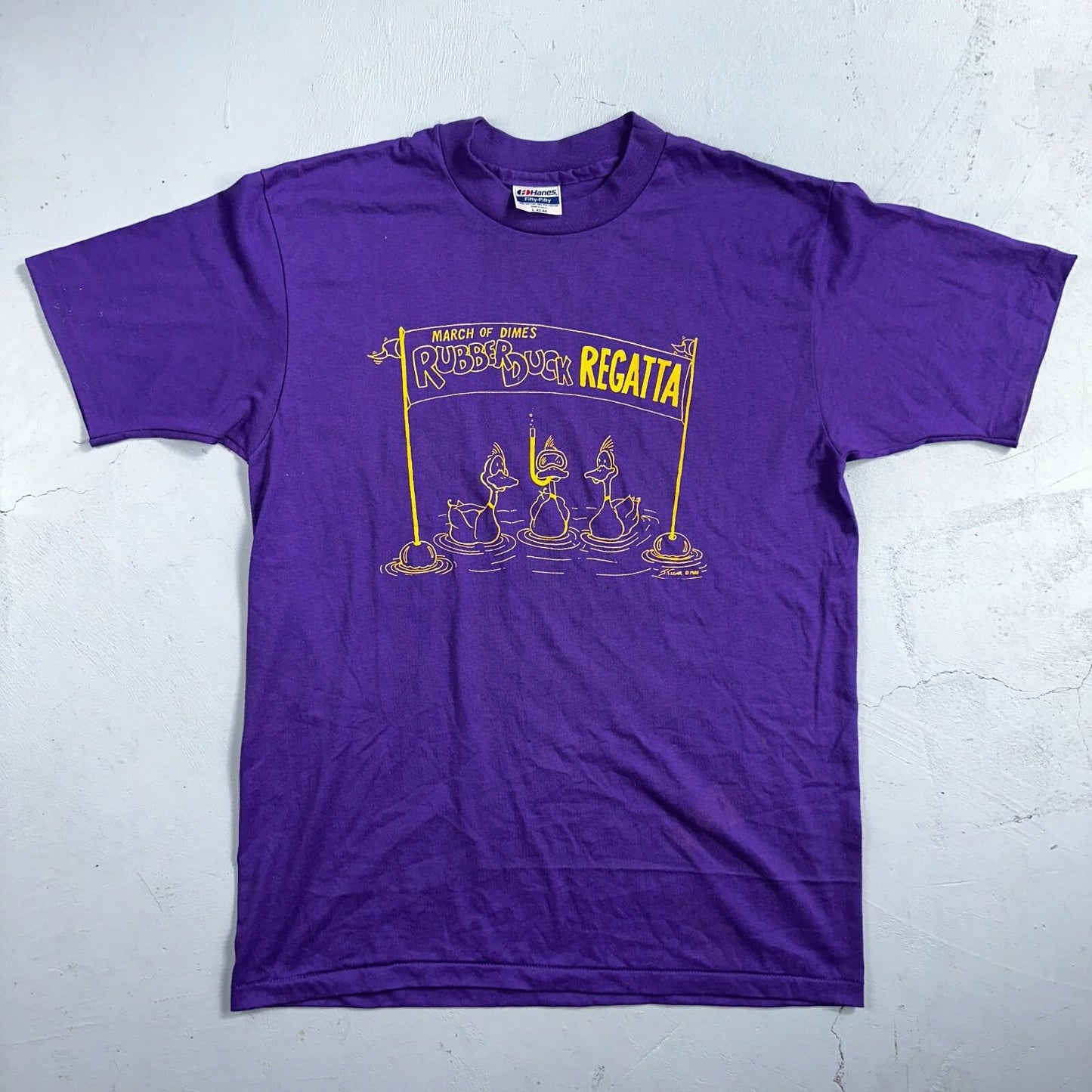 Hanes 80s Rubber Duck Purple Funny VTG T Shirt 1980s March Dimes Rap Oregon
