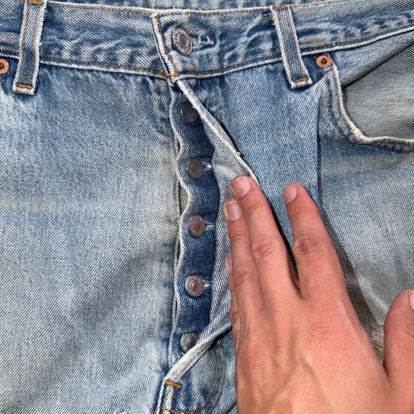 Levis 501 Vintage 90s USA XX Straight Leg Jeans Blue Thrashed 40x32 Act 37x28