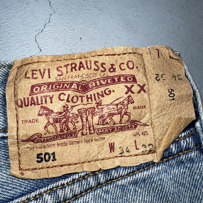 Levis 501 Vintage 90s Y2K XX Straight Leg Jeans Blue Med Wash 34x32 Act 33x31