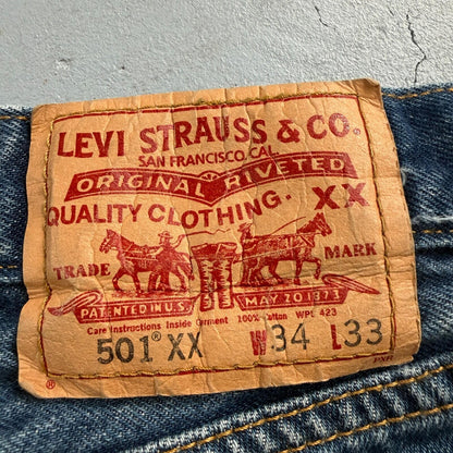 Levis 501 Vintage Y2K XX Straight Leg Jeans Blue Med Wash 34x33 Act 33x30