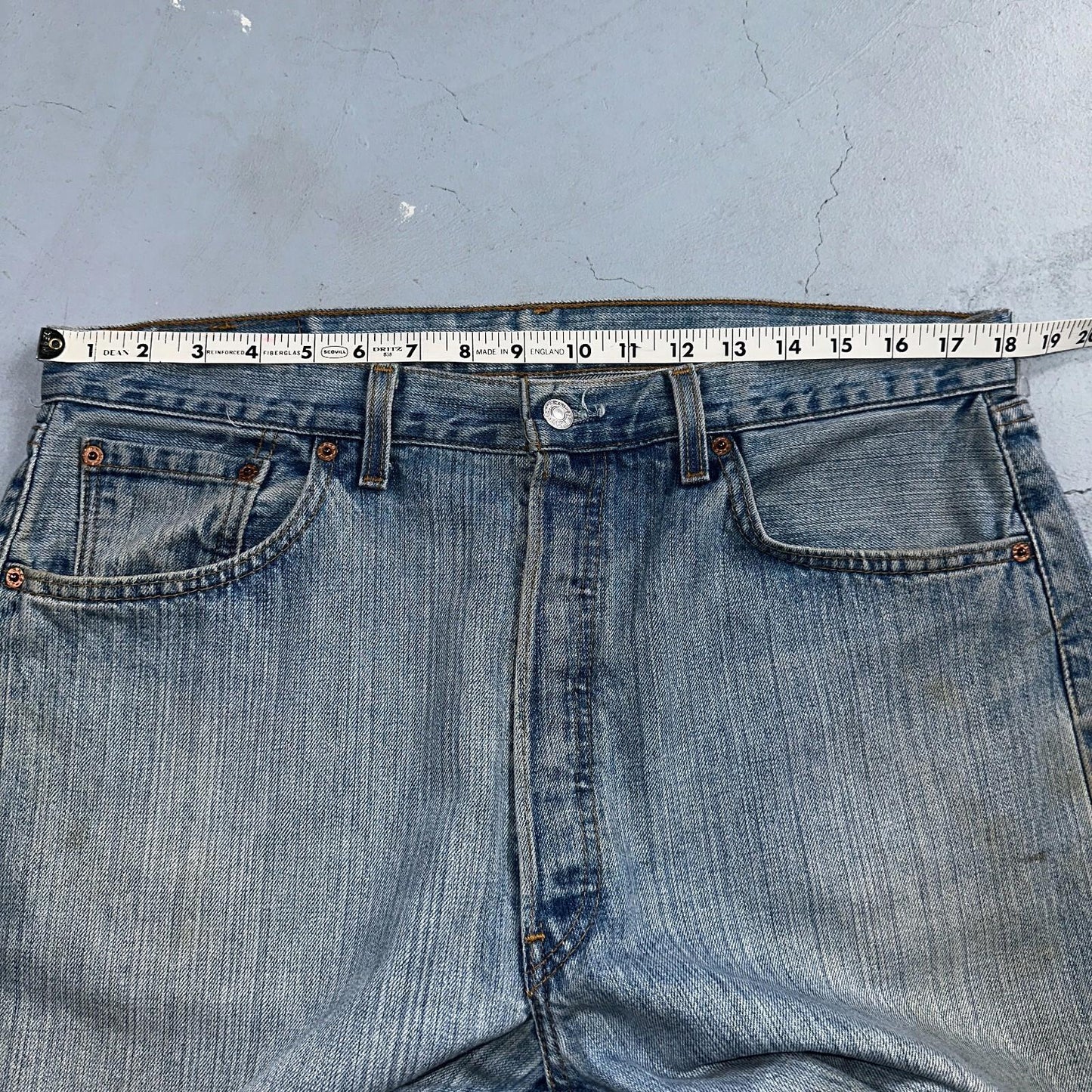 Levis 501 Vintage 90s USA XX Straight Leg Jeans Blue Light Wash 38x32 Act 36x32