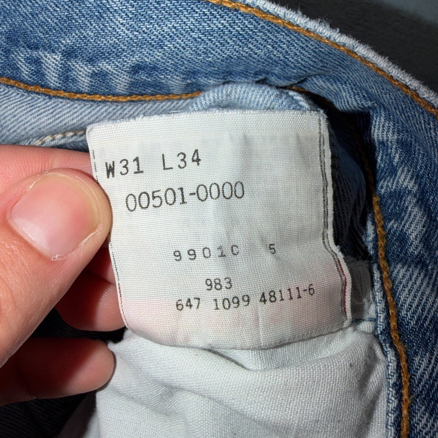 Levis 501 Vintage 90s Y2K XX Straight Leg Jeans Blue Light Wash 31x34 Act 29x29